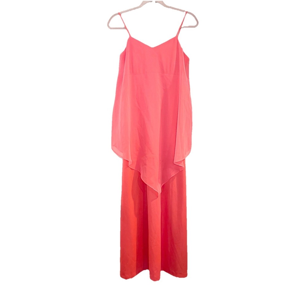 Vtg 60's-70's Sears Fashions Pink Maxi Dress Sheer Overlay Flowy Boho Sleeveless